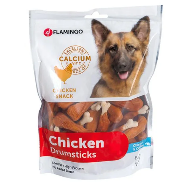 Ласощі Flamingo Chicken Snack Calcium Bone для собак, куряча ніжка з кальцієм, 400 г