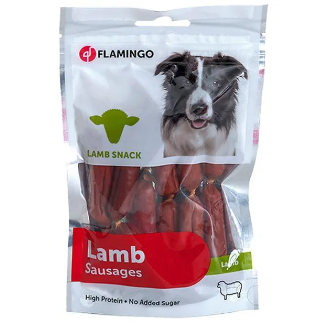 Ласощі Flamingo Sausages Lamb жувальний для собак, сосиска з м'ясом ягняти, 85 г