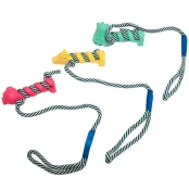 Игрушка Flamingo Animal Farm для собак, зверек с веревкой, резина, 9х2х3.5 см