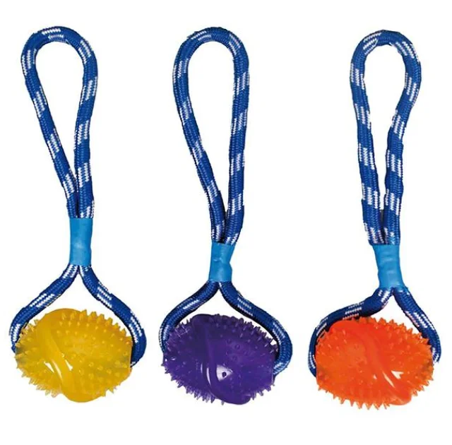 Іграшка Flamingo Football Cotton Rope для собак, м'яч на мотузці з петлею для руки, 12х7х35 см