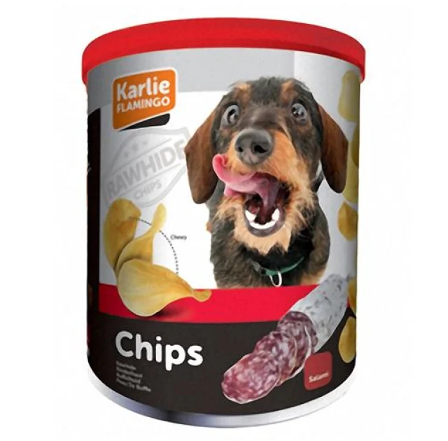 Ласощі Flamingo Chips Salami для собак, чіпси зі смаком салямі, 120 г