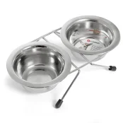 Миска Flamingo Duo Dinner двойная на подставке для собак, нержавейка, 7-11 см