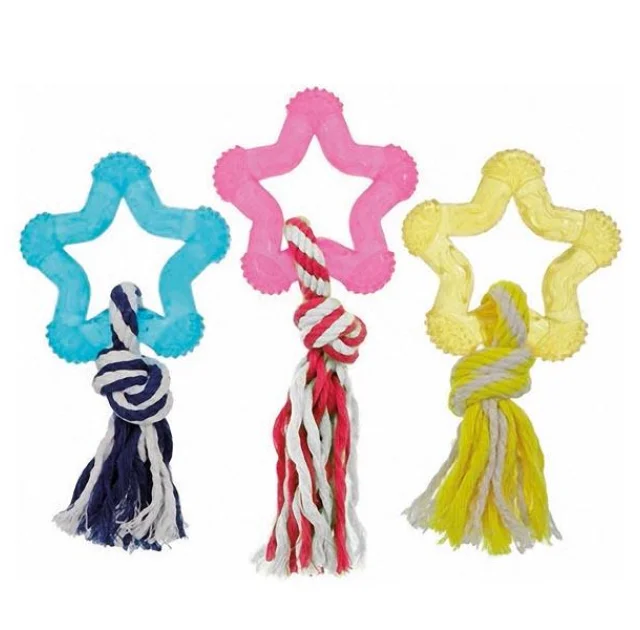 Іграшка Flamingo Good4Fun Star With Rope зірка для собак з мотузкою, латекс, 8 см