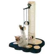 Когтеточка Flamingo Scratch Kitty Kidz II Blue для кошек, два меховых шарика, синий, 49×37×37 см