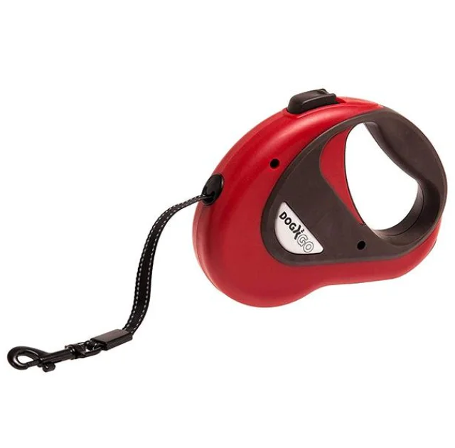 Поводок-рулетка Flamingo Dogx2GO Belt для собак до 12 кг, червоний, розмір S, 5 м