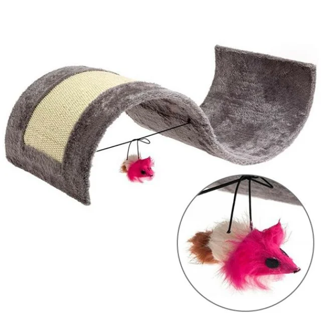 Когтеточка Flamingo Kitty Wave для котов с игрушкой, волна, 50.5×30.5×17.5 см