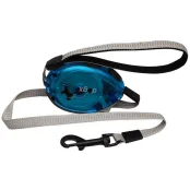 Поводок-рулетка Flamingo Dogx2Go Belt Glassy S для собак до 12 кг, светоотражающая лента, синяя, 2 м