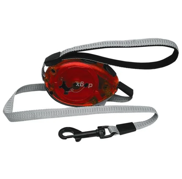 Поводок-рулетка Flamingo Dogx2Go Belt Glassy L для собак до 35 кг, світловідбиваючі стрічка, сіра, 2 м