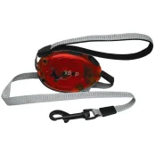 Поводок-рулетка Flamingo Dogx2Go Belt Glassy L для собак до 35 кг, светоотражающая лента, красная, 2 м