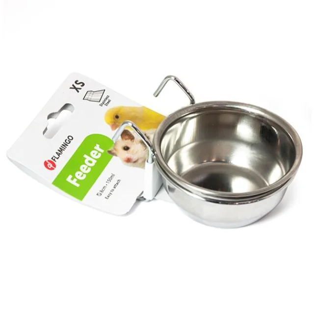 Годівниця Flamingo Feeder With Hook для гризунів, нержавіюча, 8 см, 150 мл