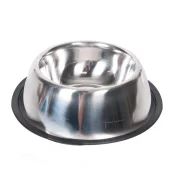 Миска Flamingo Dish Rubber Rim для собак, с резиновым ободком, нержавейка, 13 см, 470 мл