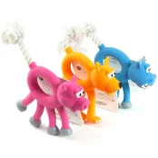 Игрушка Flamingo Animal With Rope для собак, зверек с веревкой, латекс, 12 см