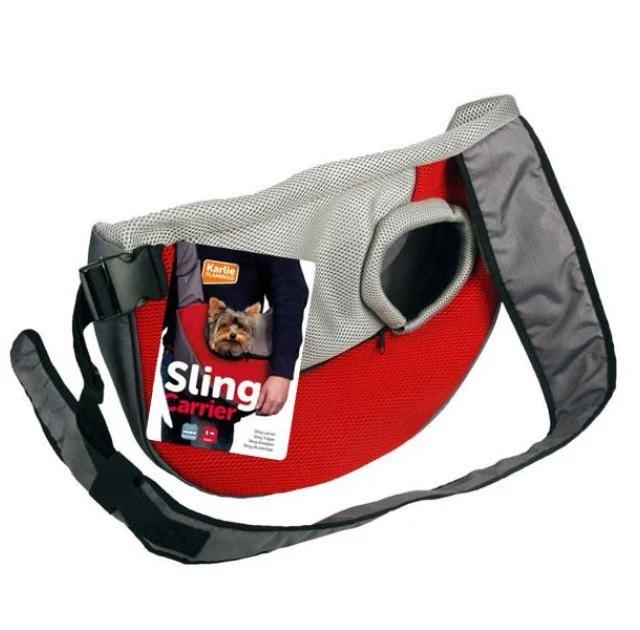 Переноска Flamingo Sling Carrier для собак, сіро-червона, 50×14×33 см