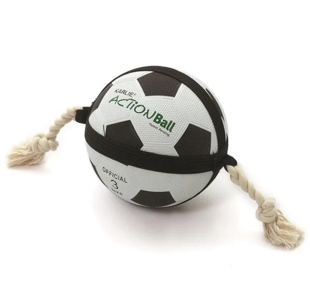 Іграшка Flamingo Actionball для собак, футбольний м'яч на мотузці, гума, 19 см