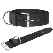 Нашийник Flamingo Rondo Collar для собак, натуральна шкіра, чорний, 5×75 см