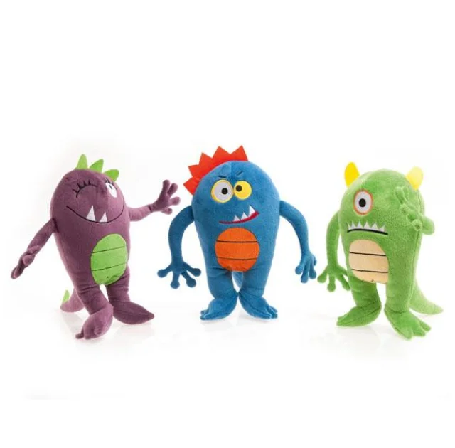 Іграшка Flamingo Plush Monsters Happy для собак, плюш, з пищалки, зелений, синій, фіолетовий, 25х16х10 см