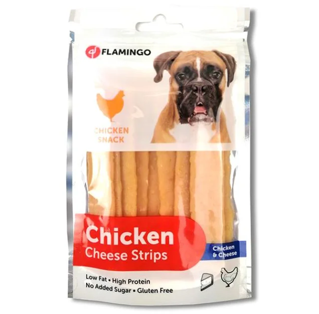 Ласощі Flamingo Chicken Snack Cheese Strips смужки з сиром, для собак, 85 г