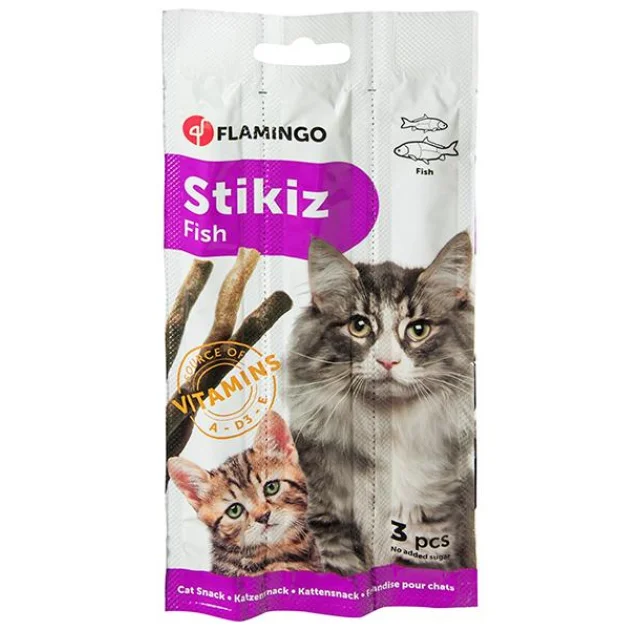 Лакомство Flamingo Stikiz Fish с рыбой, палочки для котов и котят, 15 г, 3 ед