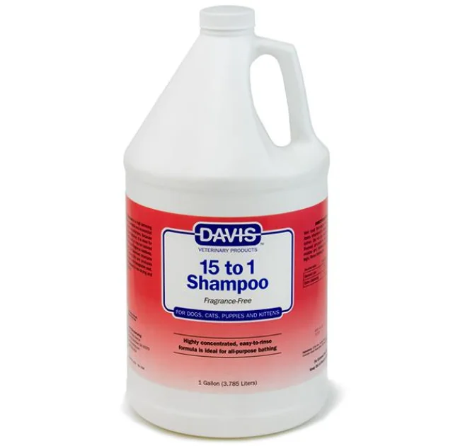 Шампунь Davis 15 to 1 Shampoo Fragrance-Free без запаха для собак, котов, концентрат, 3.8 л
