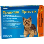 Капли Elanco Prac-tic для борьбы с насекомыми и иксодовыми клещами для мелких собак всех от 2 до 4.5 кг, 3 пипетки