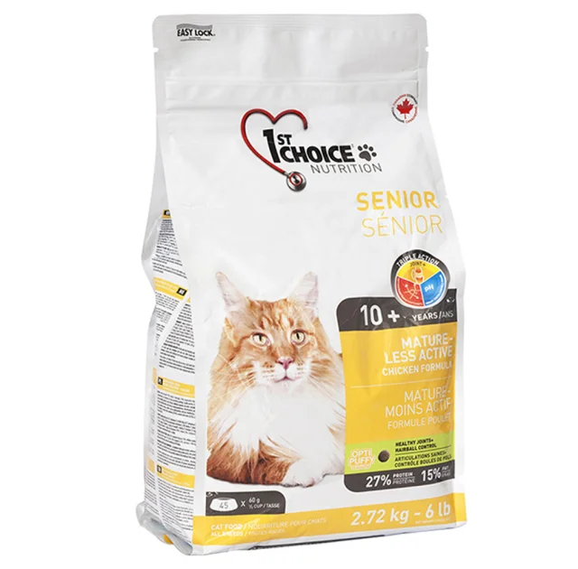 Сухой корм 1st Choice Senior Mature Less Aktiv для пожилых или малоактивных кошек от 10 лет, 5.44 кг