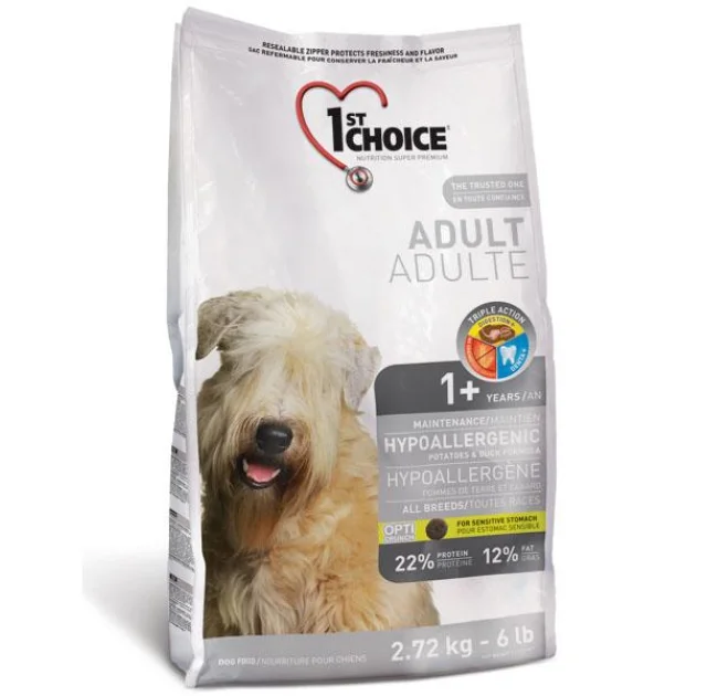 Сухий корм 1st Choice Hypoallergenic Adult для собак всіх порід, гіпоалергенний, з качкою і картоплею, 2.72 кг