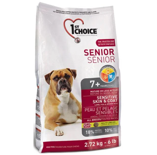 Сухий корм 1st Choice Senior Sensitive Skin & Coat Lamb & Fish для літніх собак, з ягням і рибою, 6 кг
