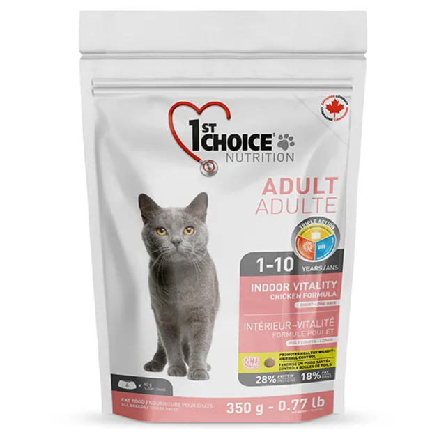 Сухой корм 1st Choice Adult Indoor Vitality Chicken для кошек от 1 до 10 лет, с курицей, 350 г