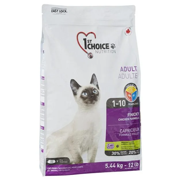 Сухой корм 1st Choice Adult Finicky Chicken для активных кошек, с курицей и финиками, 5.44 кг