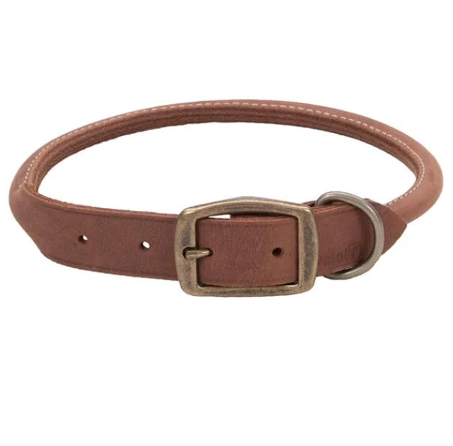 Шкіряний нашийник Coastal Circle T для собак, круглий, шоколад, 1.2×50 см