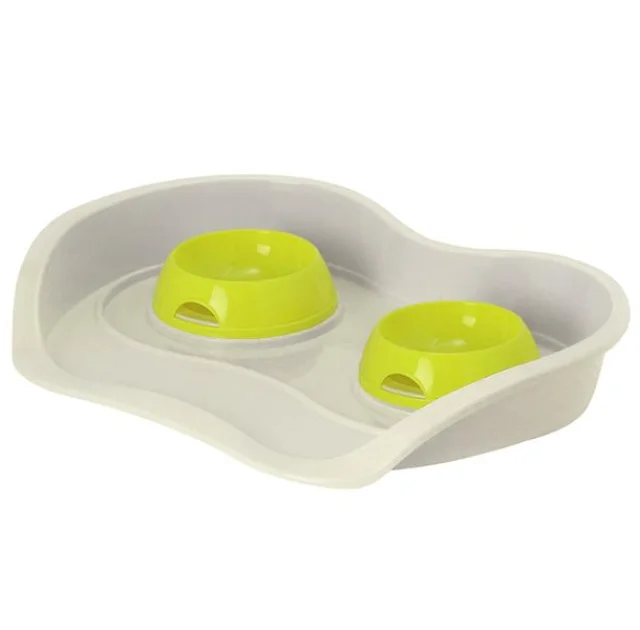 Столик з мисками Moderna Pet Menu для котів і собак 2×200 мл, чорничний, 56×39 см