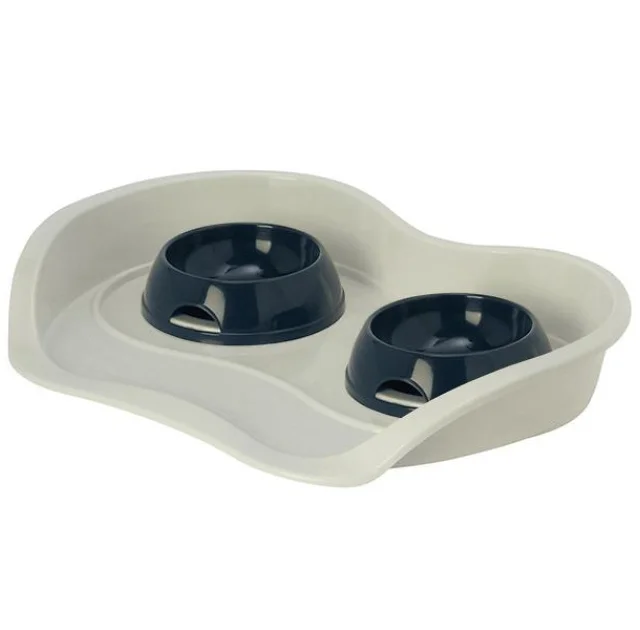 Столик с мисками Moderna Pet Menu для собак 2×470 мл, черничный, 56×39 см