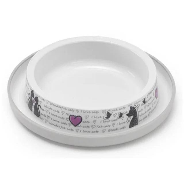 Миска Moderna Trendy Dinner Cats in Love для кошек и собак, пластик, светло-серая, 210 мл, d-15 см