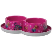 Подвійна миска Moderna Double Trendy Dinner Friends Forever для котів, яскраво-рожева, 2×350 мл, d-10 см