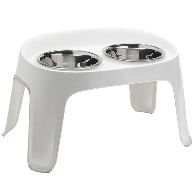 Столик з мисками Moderna Skybar для собак, білий, 2×850 мл, 29×48×20 см