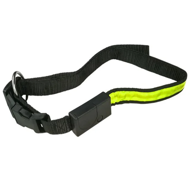 Нейлоновий нашийник Pet Pro з вогниками для собак, жовтий, 55-70 см×25 мм