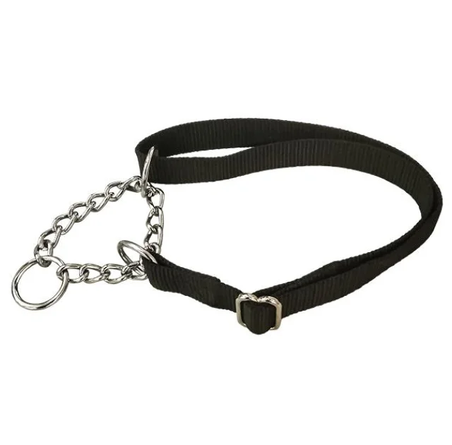 Нейлоновий нашийник-зашморг Pet Pro для собак, регульований, чорний, 35-50 см×20 мм