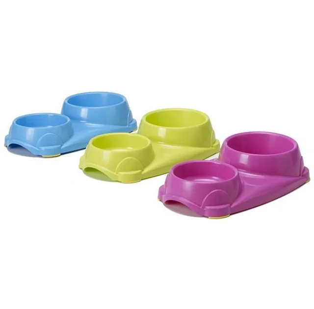 Двойная миска Savic Cena Twin для кошек и собак мелких пород, пластик, 150 мл, 27×15×6 см