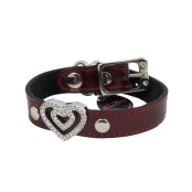 Нашийник Shiboo Double-Heart Два серця для собак, бордовий, 25 см/1.5 см