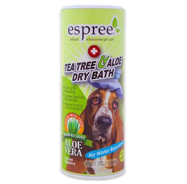 Сухой шампунь Espree Tea Tree & Aloe Dry Bath с алоэ вера и маслом чайного дерева для собак, 177 мл
