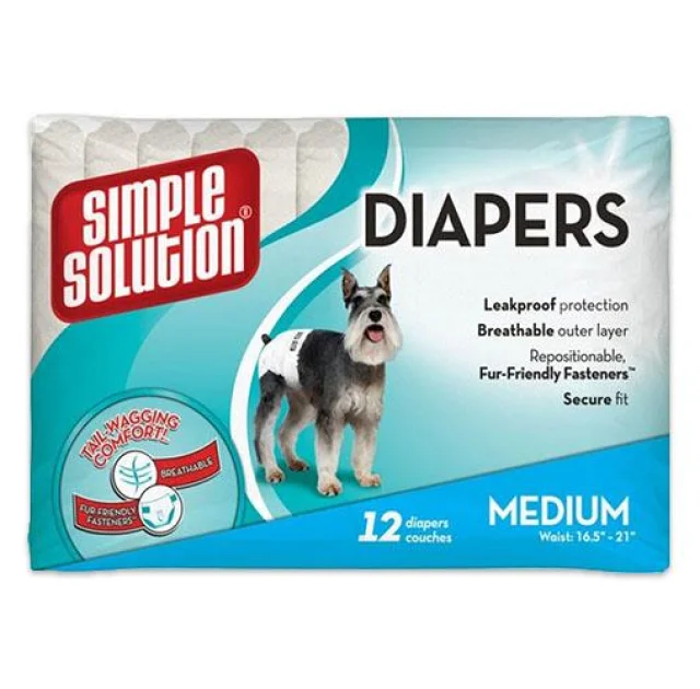 Гигиенические подгузники для животных Simple Solution Disposable Diapers Medium, 12 шт