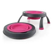 Миска Dexas Single Feeder на складной подставке для собак и кошек, розовая, 960 мл