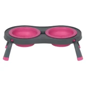 Миска Dexas Double Feeder на складной подставке, для собак и кошек, розовая, 600 мл