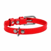 Ошейник Brilliance без украшений, для щенков и мелких собак, ширина 9 мм, 18-21 см, красный