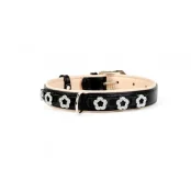 Ошейник Brilliance двойной, с украшением Цветочек, ширина 20 мм, длина 30-39 см, черный