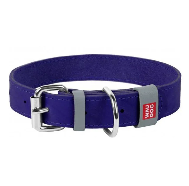 Ошейник Waudog Classic, кожа, металлическая пряжка, ширина 12 мм, длина 19-25 см, фиолетовый