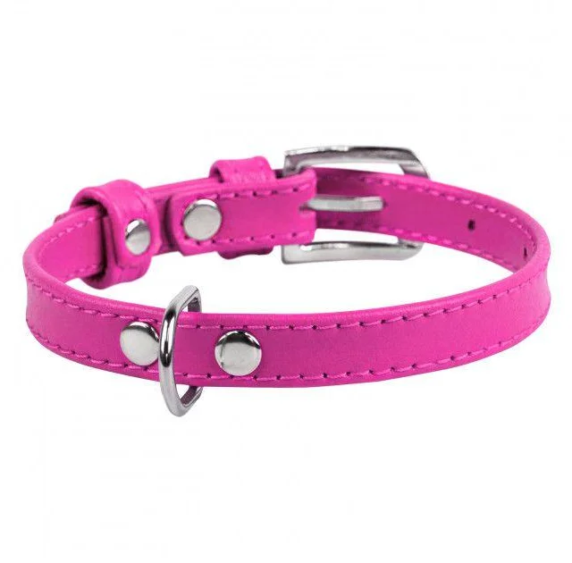 Нашийник Waudog Glamour без прикрас, ширина 12 мм, довжина 21-29 см, рожевий