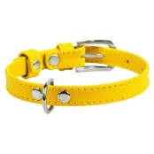 Нашийник Waudog Glamour без прикрас, ширина 9 мм, довжина 18-21 см, жовтий