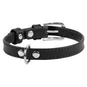 Ошейник Waudog Glamour без украшений, ширина 9 мм, длина 19-25 см, черный