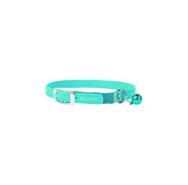 Ошейник Waudog Glamour без украшений, с резинкой, для котов, ширина 22-30 см, 9 мм, ментоловый